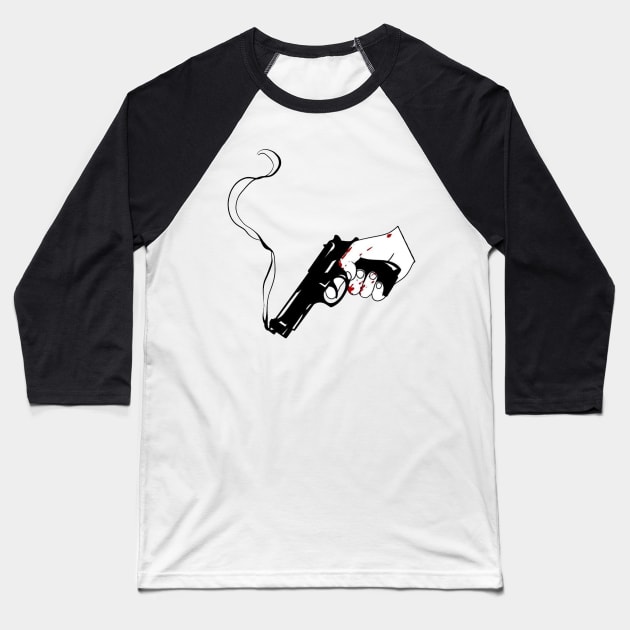 Steamy Pistol Sketch Baseball T-Shirt by GreenCorner